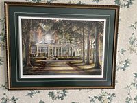 Frontal view of framed limited edition print 'The Conservatory' by Trisha Romance, showing ornate gold frame and double mat