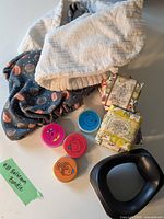 Overview photo showing all items including hair towels, wrapped soaps, shower steamers, and essence oil burner.