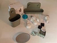 Overview of all suction cup accessories including containers, hooks, and sticker hooks