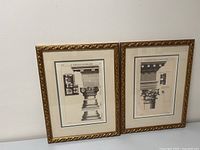 Photo of two framed Roman architectural prints side by side on a wall, each print measuring approximately 16x21 inches.