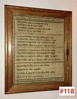 Full view of framed sampler showing overall condition and design