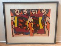 Full view of framed pop art lithograph showing overall condition