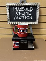 One Montreal Canadiens ceramic mug on its original box, red and white colors with NHL logo visible.