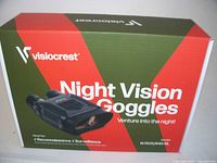 Front view of the Visiocrest Night Vision Goggles boxed packaging with branding and product photo.