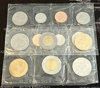 Two original Canadian Proof-Like Coin Sets from 1998 and 1999, each sealed in clear plastic packaging showing multiple coins of different denominations.