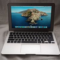 Front view of open MacBook Air showing screen and keyboard