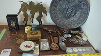Wide view of all items on wooden surface
