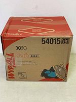 Box exterior showing brand Wypall, model number 54015, containing 236 white multi-task cleaning cloths