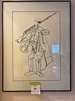 Framed full view showing the entire illustration of Charlie Chaplin soldier and frame