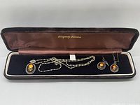 Vintage sterling silver necklace and earrings set in original box with velvet lining