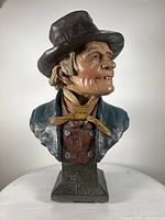 Front view of painted plaster bust of Uncle Horace