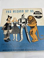 Close-up image of original picture sleeve with colorful Wizard of Oz characters and Decca Long Play label.