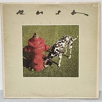 Front cover of Rush Signals LP showing Dalmatian dog and red fire hydrant on grass.