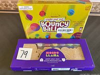 Photo showing the Create Your Own Bouncy Ball kit box with colorful ball images.