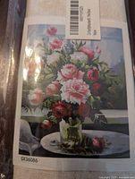 Photo showing the printed image of the floral bouquet on the paint by number canvas