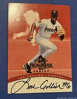 Front of the baseball card showing Lou Collier in Pirates uniform with autograph.