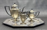 Full tea set displayed together on tray showing all components and overall set design