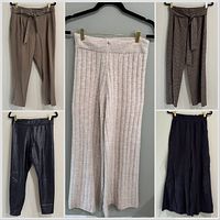 Collage showing all five pairs of pants front view