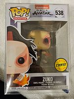 Front view of the boxed Avatar Zuko Funko Pop figure with visible Chase Edition sticker and POP Animation branding.