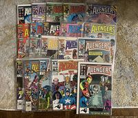Full lot of Avengers comics displayed with all issues visible.