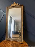 Full view of the small rectangular mirror showing full frame and reflective glass surface.