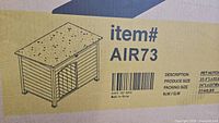 Box showing item number AIR73 and line drawing of pet hutch.