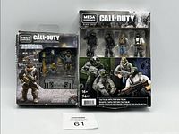 Two boxed Mega Construx Call of Duty Black Series Tactical Infiltration Team sets shown side by side with packaging displaying four military-themed action figures each.