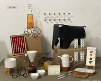 Overview of all items on display against white background