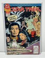 Front view of DC Annual Star Trek #1 Comic in protective bag showing full cover art and title.