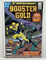Full front cover of Booster Gold #1 comic 1985 showing title, artwork, and price