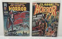 Front of two magazines: Marvel Preview Presents The Haunt Of Horror #12 and Classic Horror Tales #3 in clear protective bags.