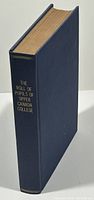 Closed hardcover blue book with gold lettering on spine showing the title 'The Roll of Pupils of Upper Canada College'.