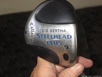 Callaway Big Bertha Steelhead Plus driver sole showing model, loft 9°