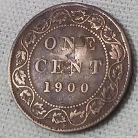 Reverse side showing denomination 'ONE CENT' and year '1900' with maple leaf wreath.