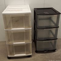 Both storage carts side by side showing color, size, and style difference