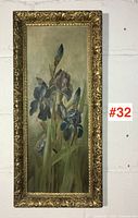 Full view of framed floral oil painting