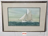 Full view of framed painting with mat and frame