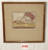 Full view of framed print on wall