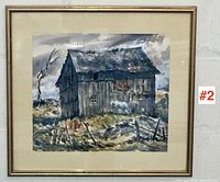 Framed watercolour showing entire artwork with frame