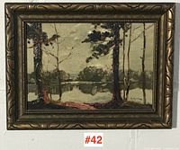 Front view framed painting showing entire artwork