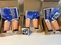 Six Ritzenhoff glasses displayed in three cardboard boxes with inserts and booklets.