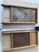 Photo showing two DUBL HANDI wash boards laid flat with measuring tape displaying dimensions approximately 18 inches tall and 9 inches wide.