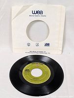 Black Sabbath 'Paranoid' 45 vinyl record with WEA Music of Canada paper sleeve. The vinyl is black with a green label.