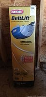 Box front with Genie BeltLift branding and product image.