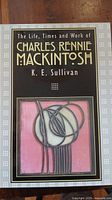 Front cover of the book 'The Life, Times and Work of Charles Rennie Mackintosh' by K.E. Sullivan showing artwork and title design.