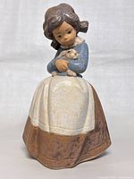 Full view of the Lladro figurine showing the girl holding a bunny, showcasing the overall condition.