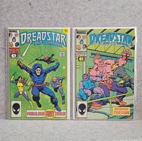 Photo of two Dreadstar comic books side by side, showing colorful covers with characters and titles.