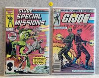 Photo of two G.I. Joe comic books, G.I. Joe Special Missions #1 and G.I. Joe #7, placed side by side on a neutral background.
