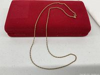 Chain displayed on red jewelry box to show overall appearance