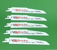 Five ToolTech Xpert 6-inch reciprocating saw blades in new condition for metal demolition with 8-10 teeth per inch.